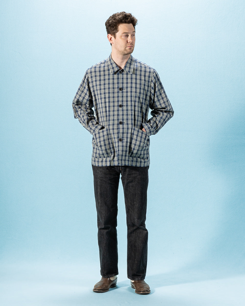 Senui Shirt Jacket - Blue Green Vintage Linen Cotton Check - Standard & Strange