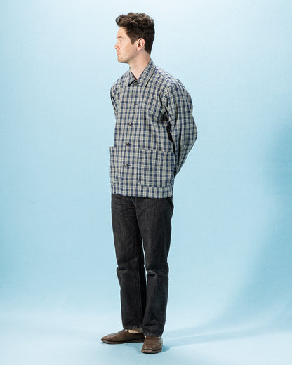 Senui Shirt Jacket - Blue Green Vintage Linen Cotton Check - Standard & Strange