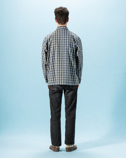 Senui Shirt Jacket - Blue Green Vintage Linen Cotton Check - Standard & Strange