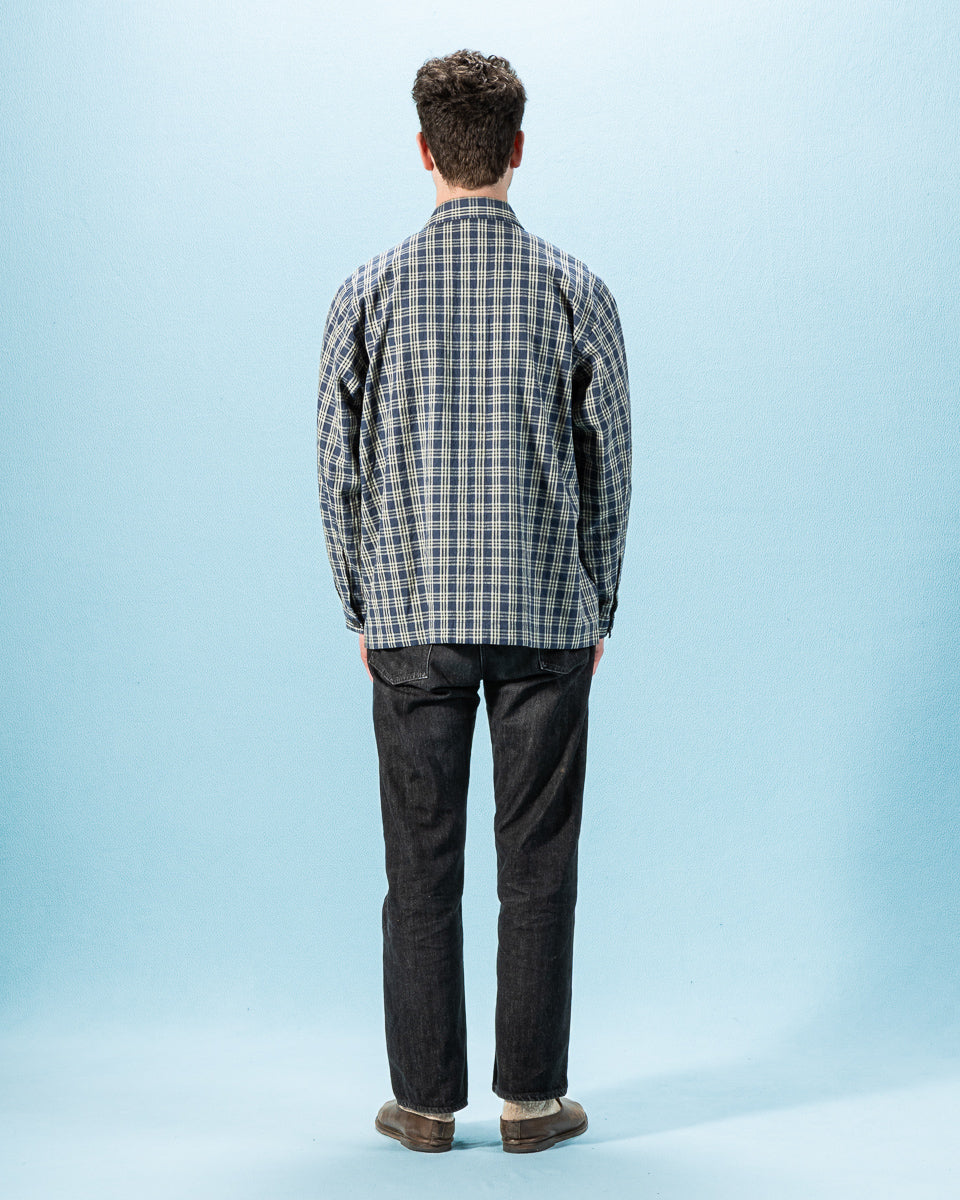 Senui Shirt Jacket - Blue Green Vintage Linen Cotton Check - Standard & Strange
