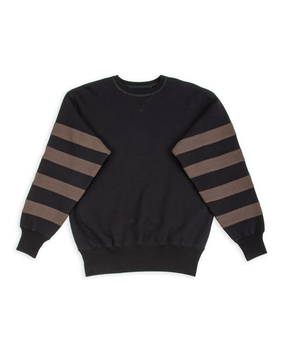 The Real McCoy's Buco Striped-Sleeve Sweatshirt - Black/Charcoal - Standard & Strange