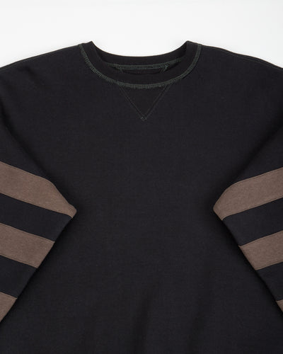 The Real McCoy's Buco Striped-Sleeve Sweatshirt - Black/Charcoal - Standard & Strange