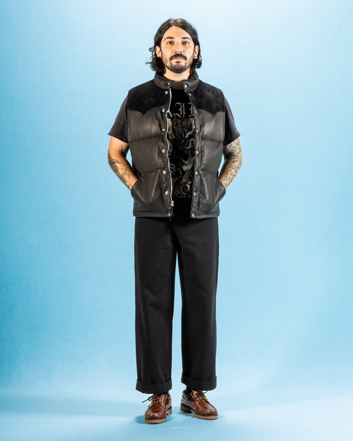 The Real McCoy's Deerskin Down Vest (221 Model) - Black - Standard & Strange