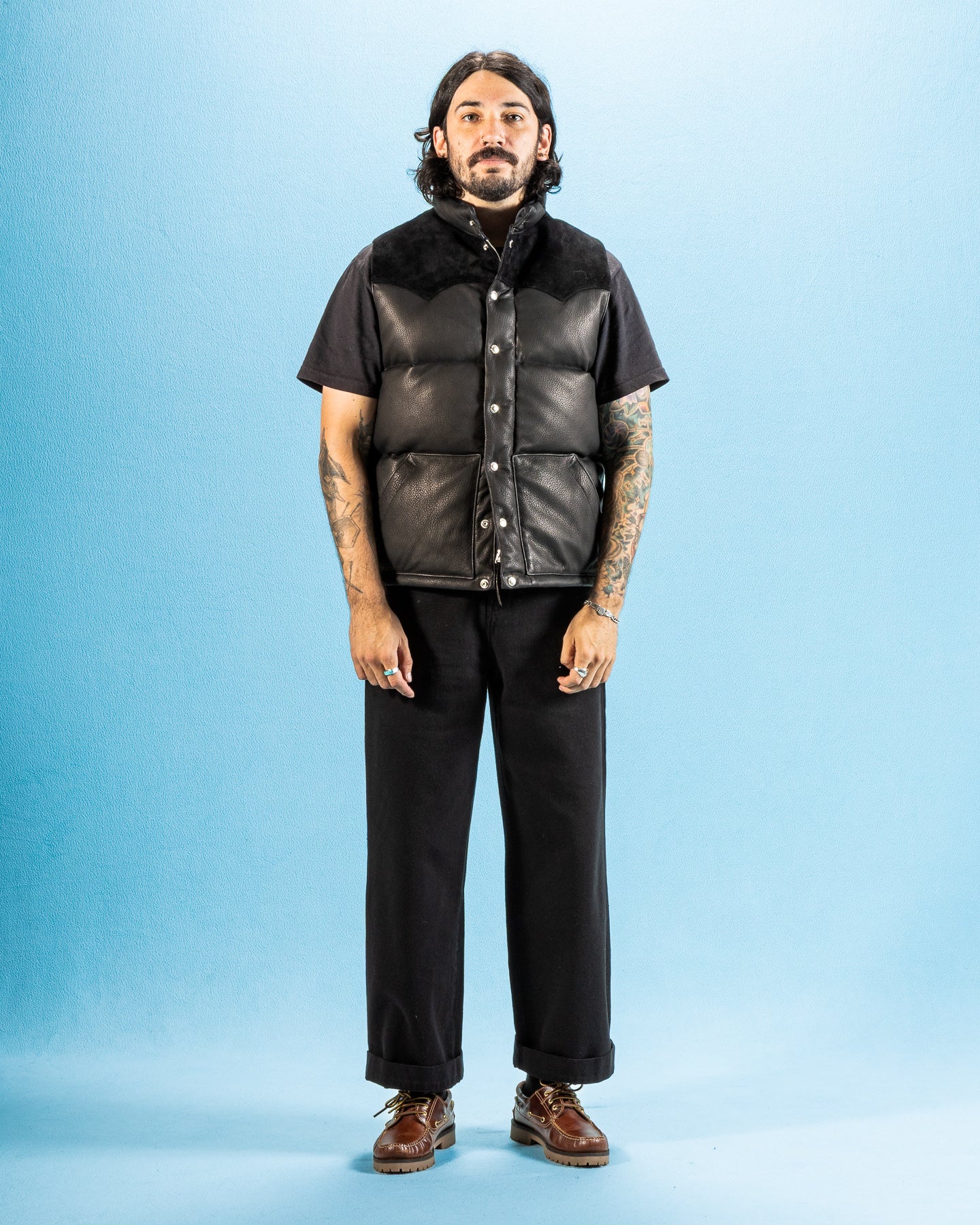 The Real McCoy's Deerskin Down Vest (221 Model) - Black - Standard & Strange