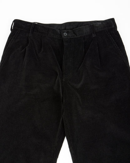 Double-Pleat Corduroy Trousers - Black