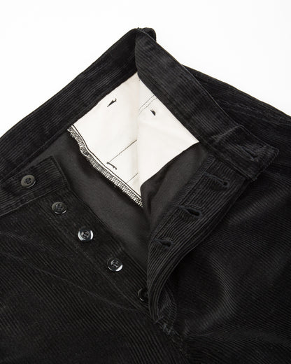 Double-Pleat Corduroy Trousers - Black