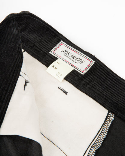 Double-Pleat Corduroy Trousers - Black