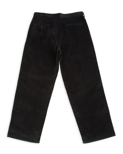 Double-Pleat Corduroy Trousers - Black
