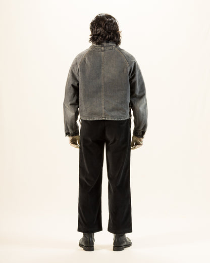 Double-Pleat Corduroy Trousers - Black