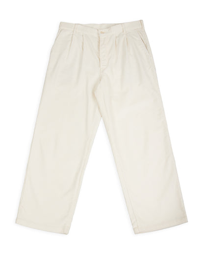 Double-Pleat Corduroy Trousers - White