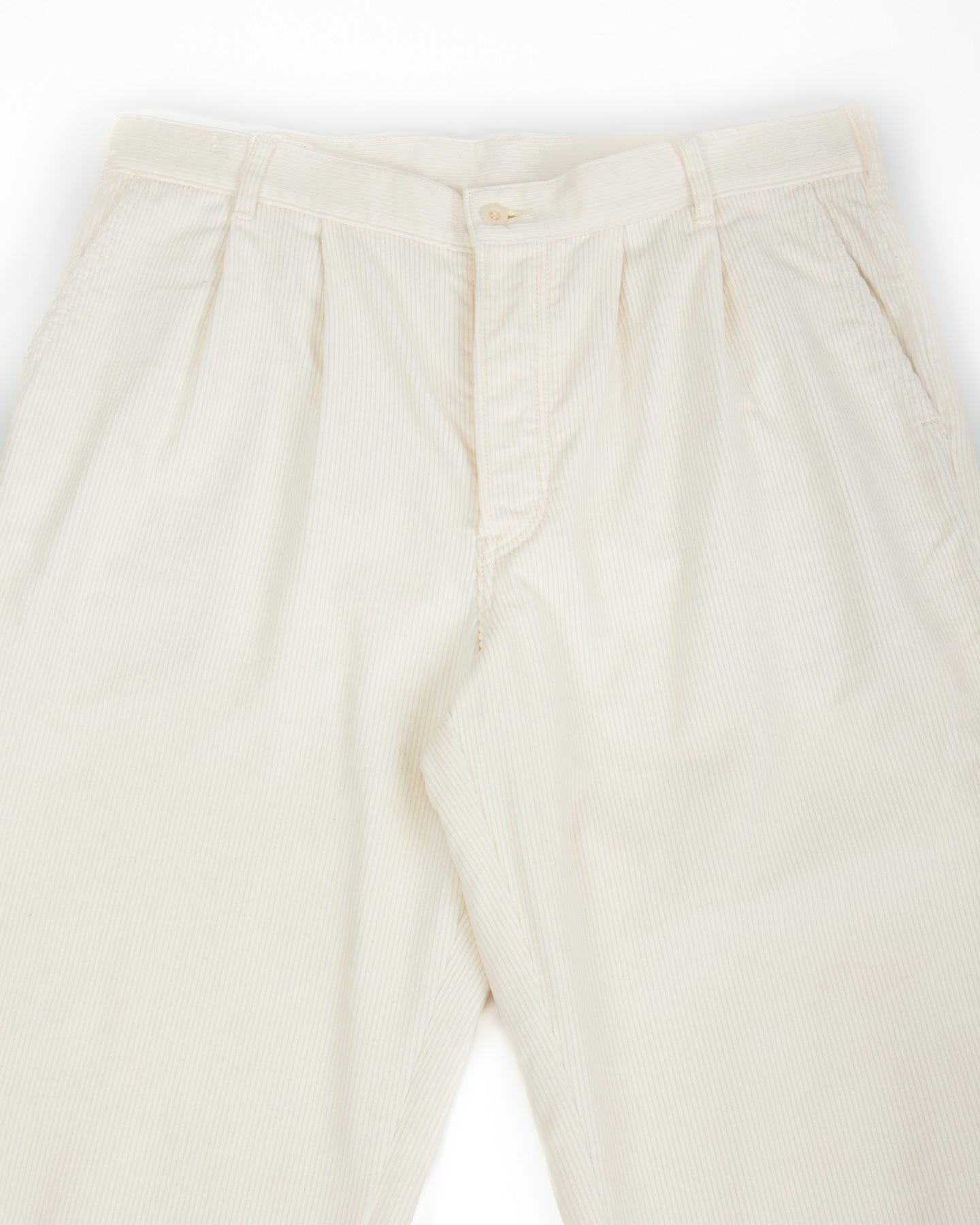 Double-Pleat Corduroy Trousers - White