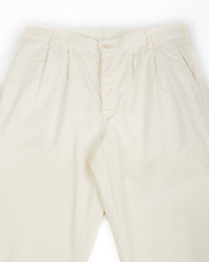 Double-Pleat Corduroy Trousers - White