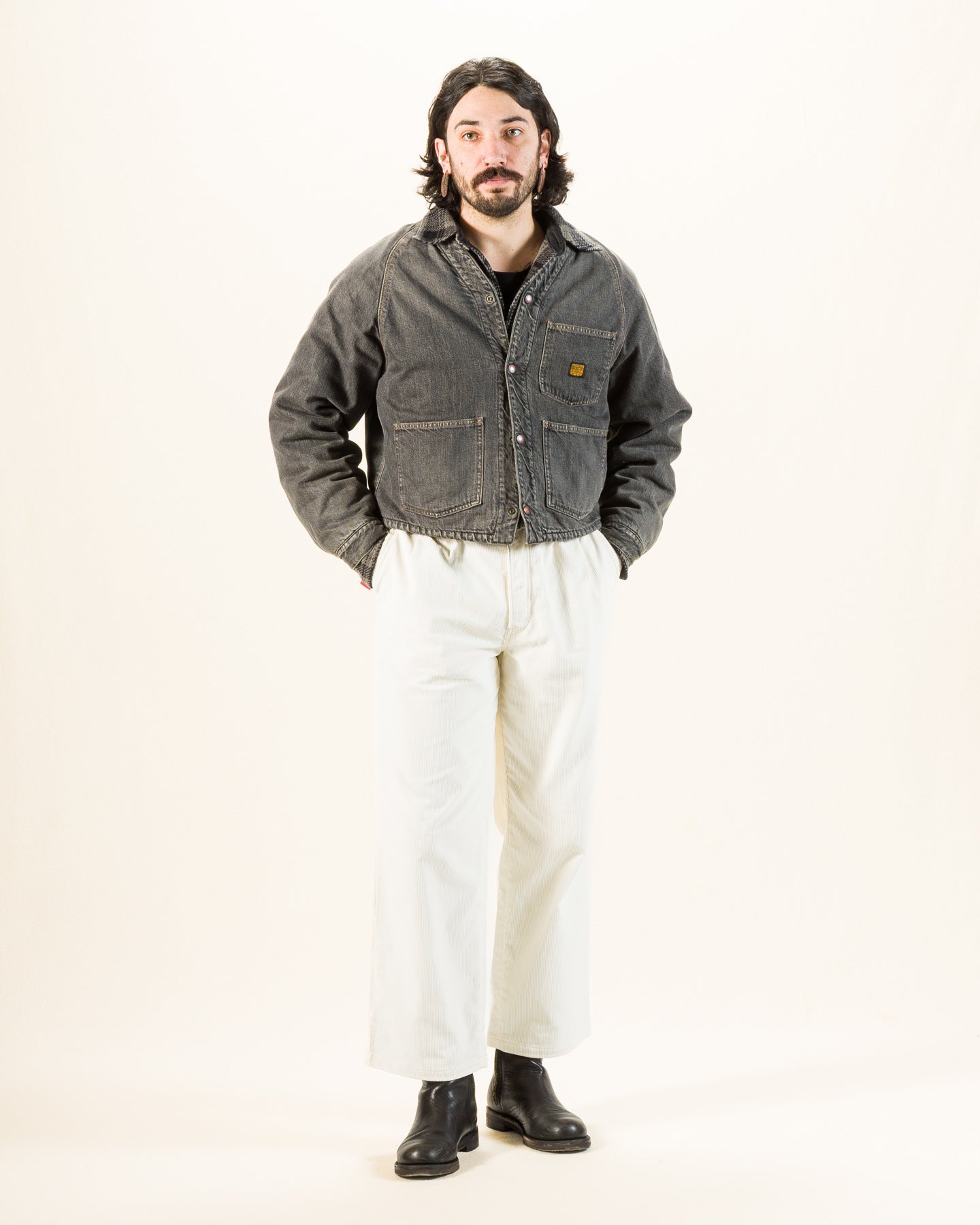 Double-Pleat Corduroy Trousers - White