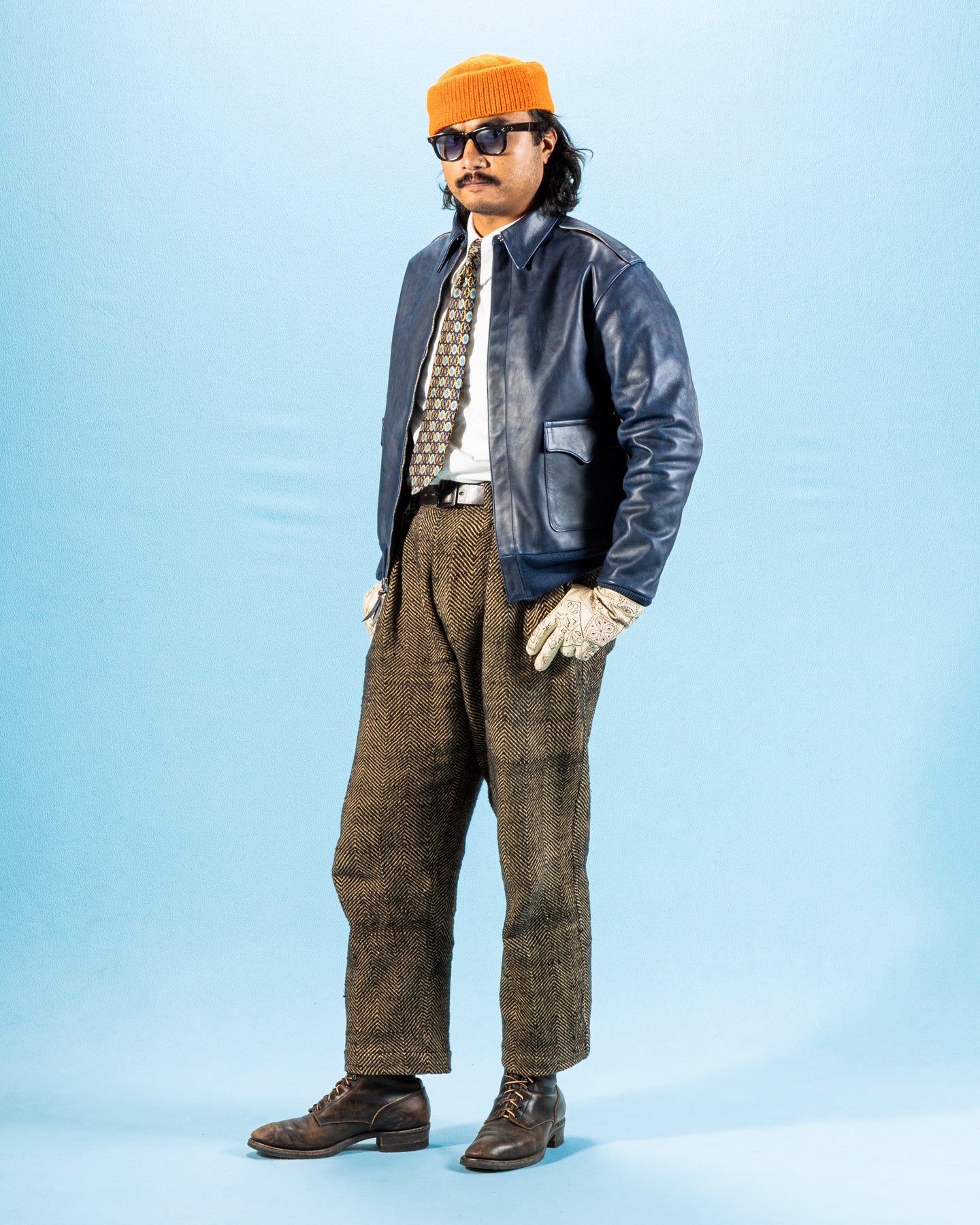 Type A-2 Leather Jacket - Indigo Dyed