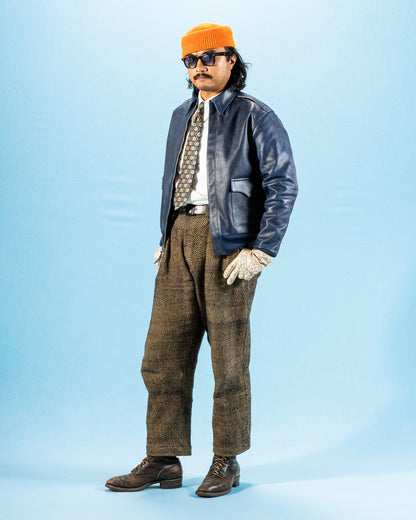Type A-2 Leather Jacket - Indigo Dyed