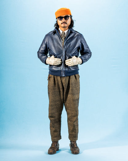 Type A-2 Leather Jacket - Indigo Dyed