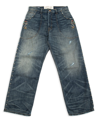 Vintage Heavy Extra Baggy Studded Jean - Indigo - Standard & Strange
