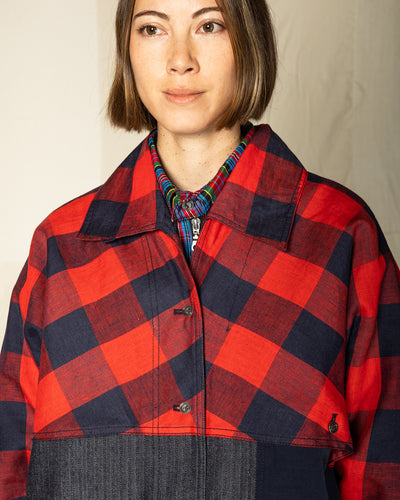 W'Menswear Hunter Fisher Coat - Denim/Red - Standard & Strange