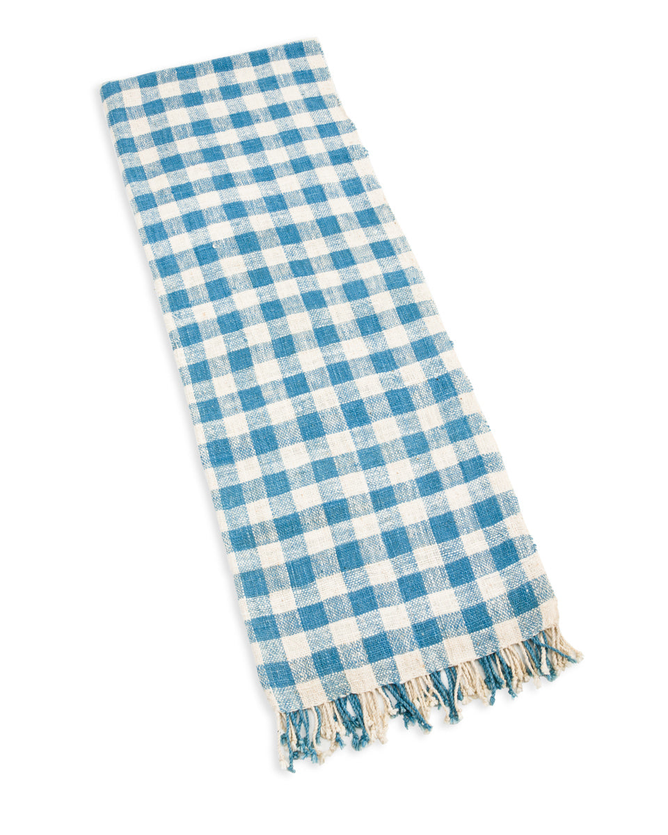 W'Menswear Handwoven Cotton Throw - Indigo / White Plaid Large - Standard & Strange