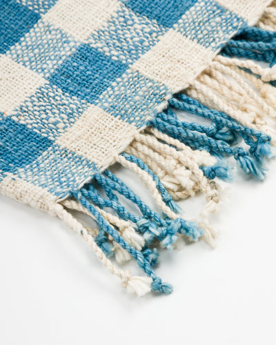 W'Menswear Handwoven Cotton Throw - Indigo / White Plaid Large - Standard & Strange