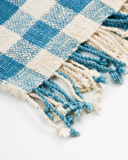 W'Menswear Handwoven Cotton Throw - Indigo / White Plaid Large - Standard & Strange