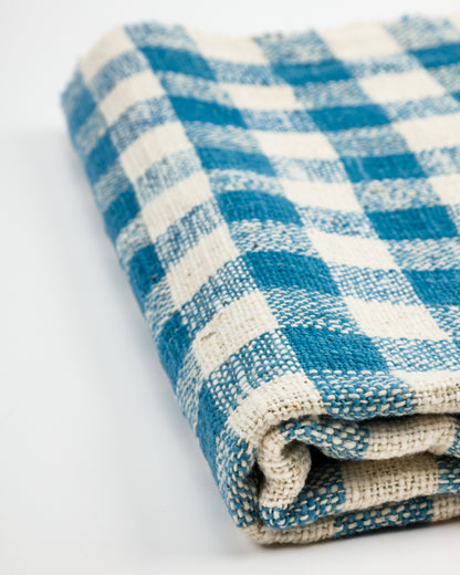 W'Menswear Handwoven Cotton Throw - Indigo / White Plaid Large - Standard & Strange