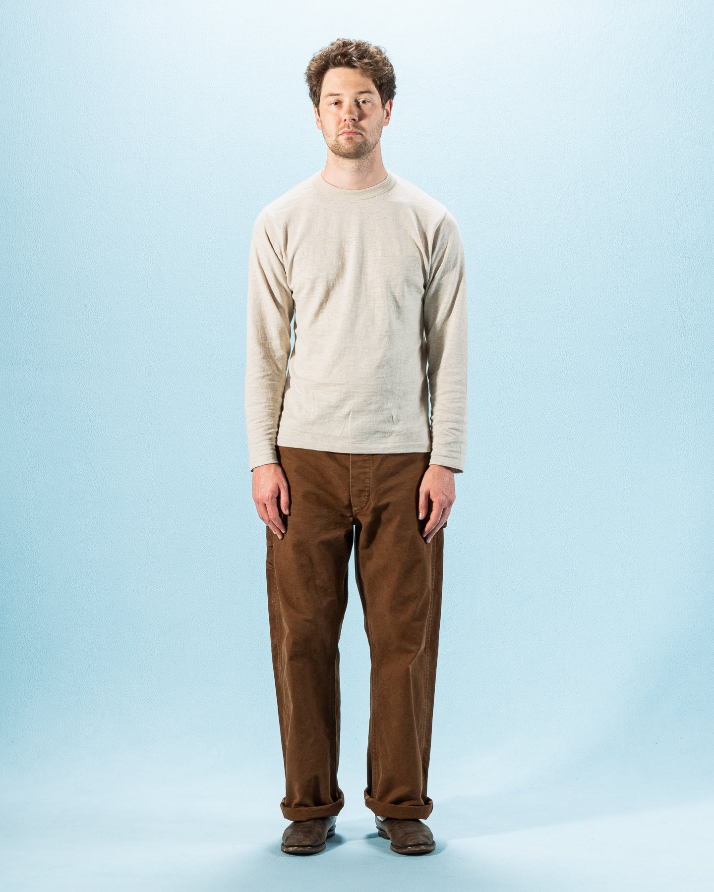 Warehouse Long Sleeve Crew Neck Tee - Oatmeal - Standard & Strange