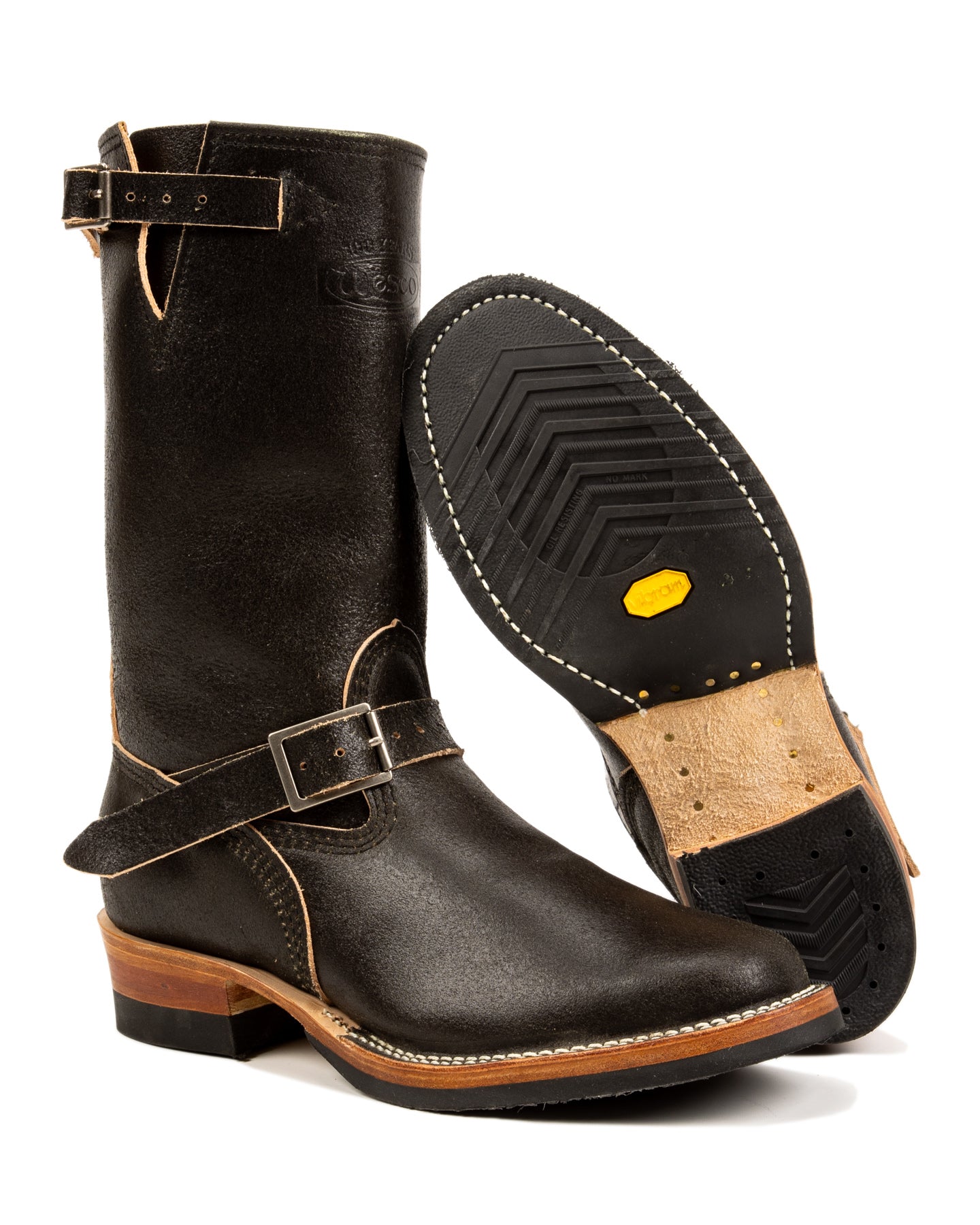 Wesco S&S x Wesco Quick Striker Engineer Boot - Olive Waxed Flesh