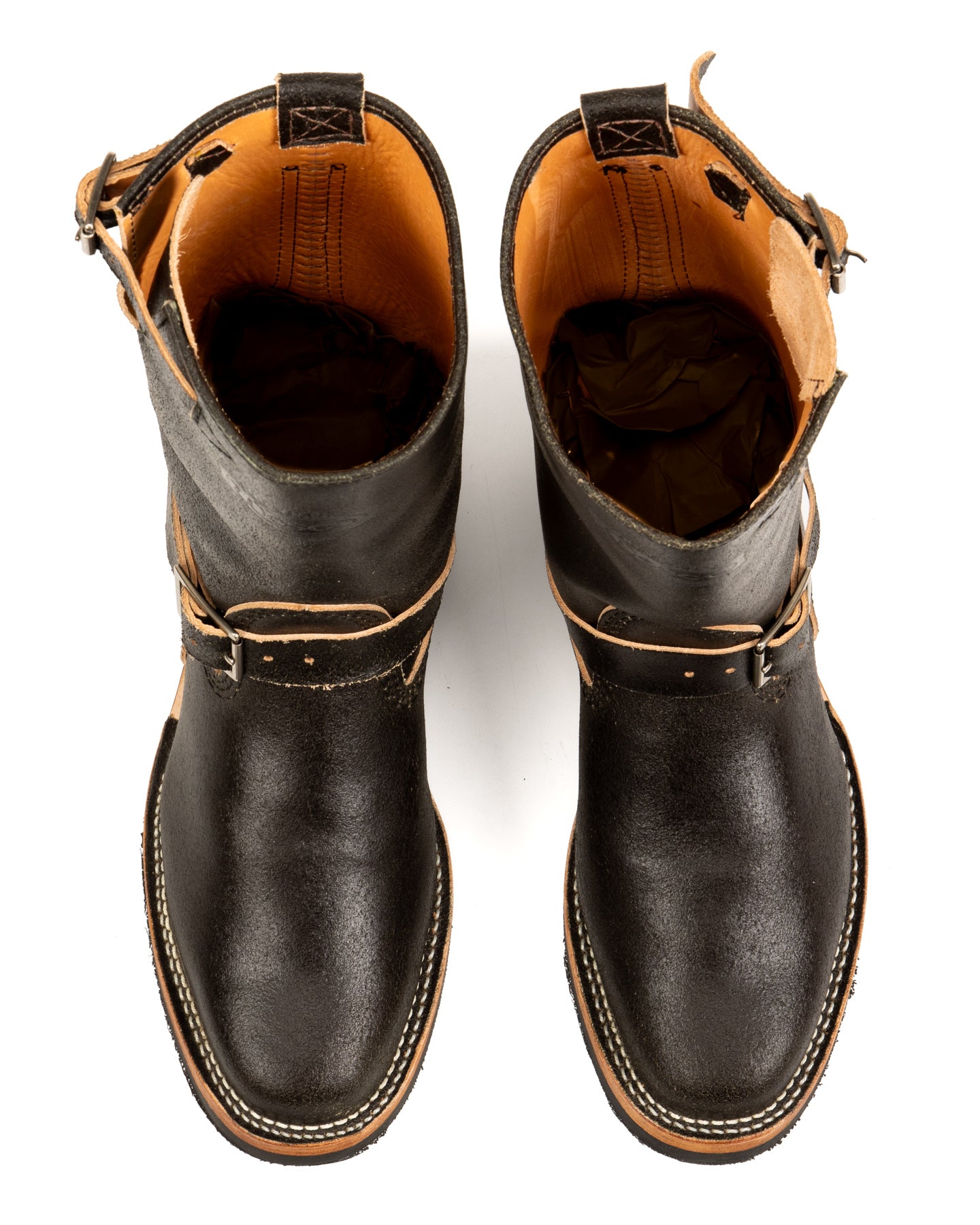 S&S x Wesco Quick Striker Engineer Boot - Olive Waxed Flesh