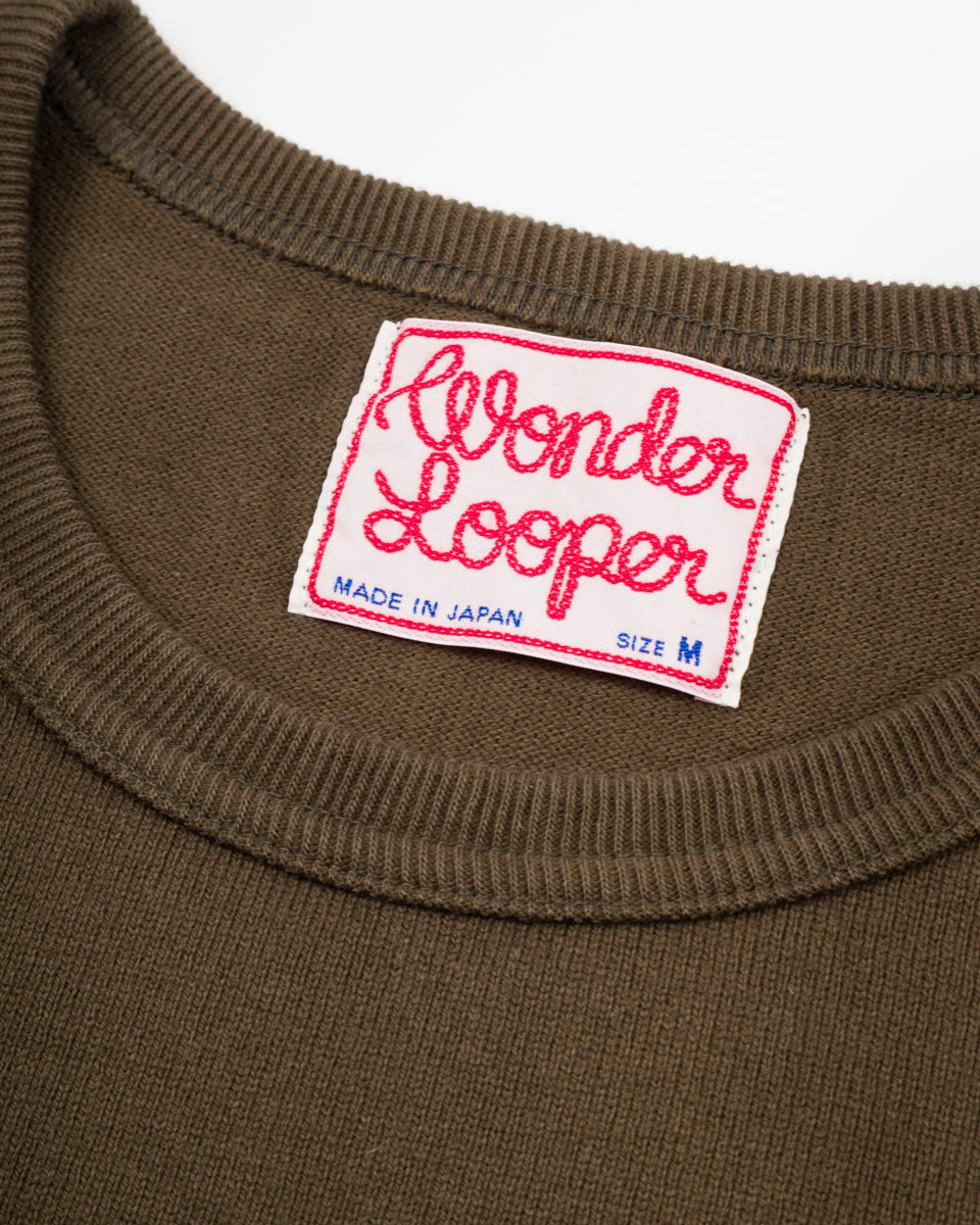 Wonder Looper Double Heavyweight Crewneck T-shirt - Khaki Green - Standard & Strange