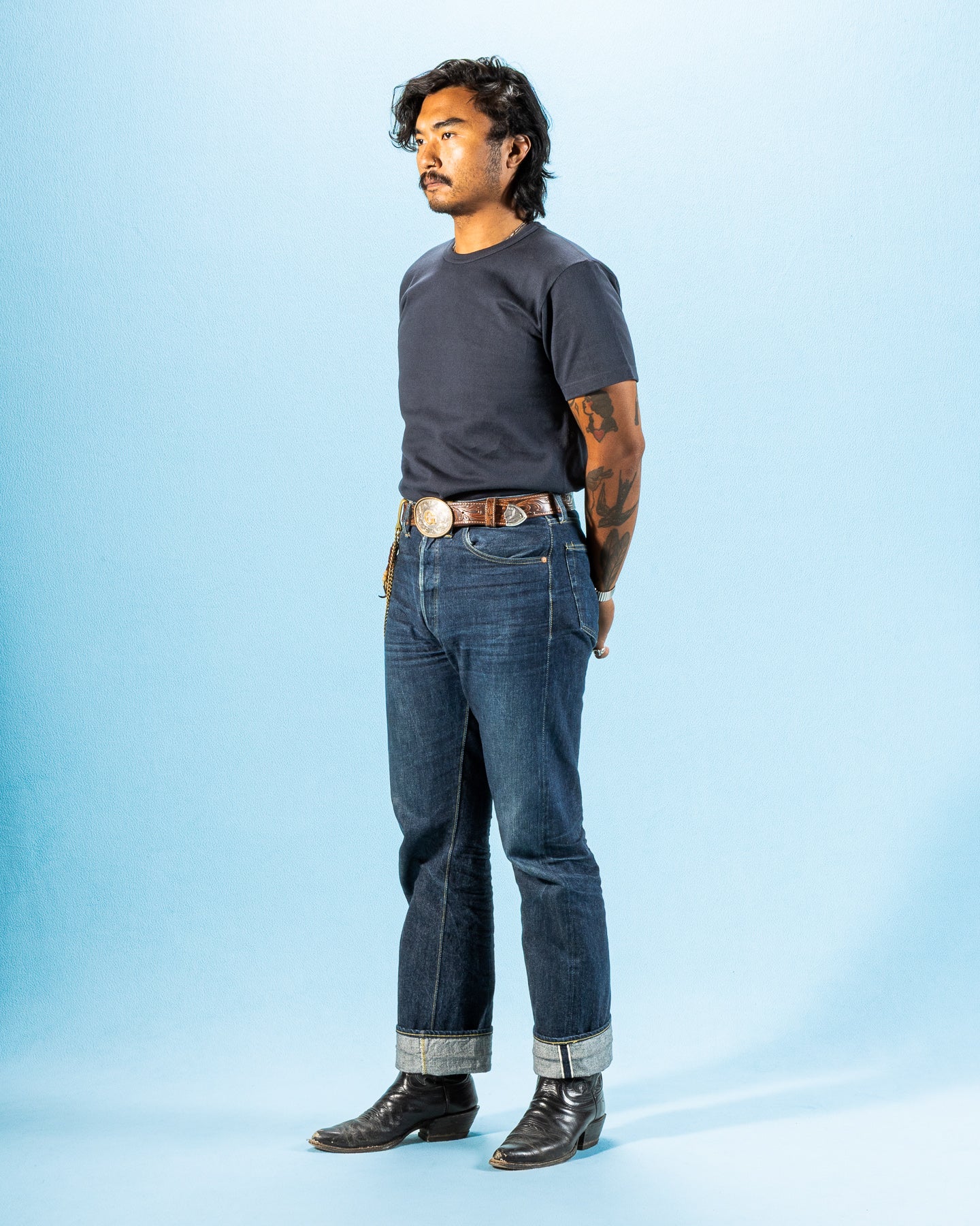 Wonder Looper Double Heavyweight Crewneck T-shirt - Navy - Standard & Strange