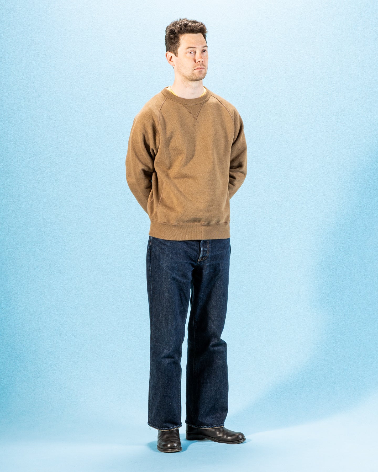 Wonder Looper Foxfibre® Double Heavyweight French Terry Pullover Crewneck - Iron Mordant Coyote 80 - Standard & Strange