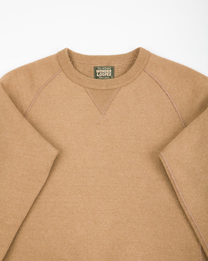 Wonder Looper Foxfibre® Double Heavyweight French Terry Pullover Crewneck - Iron Mordant Coyote 80 - Standard & Strange