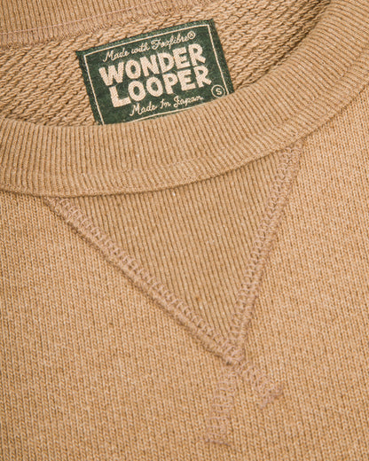 Wonder Looper Foxfibre® Double Heavyweight French Terry Pullover Crewneck - Iron Mordant Coyote 80 - Standard & Strange