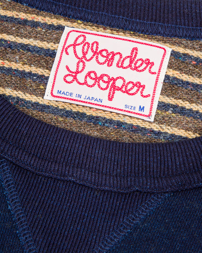Wonder Looper Pullover Crewneck - Real Indigo Blanket Striped French Terry - Standard & Strange