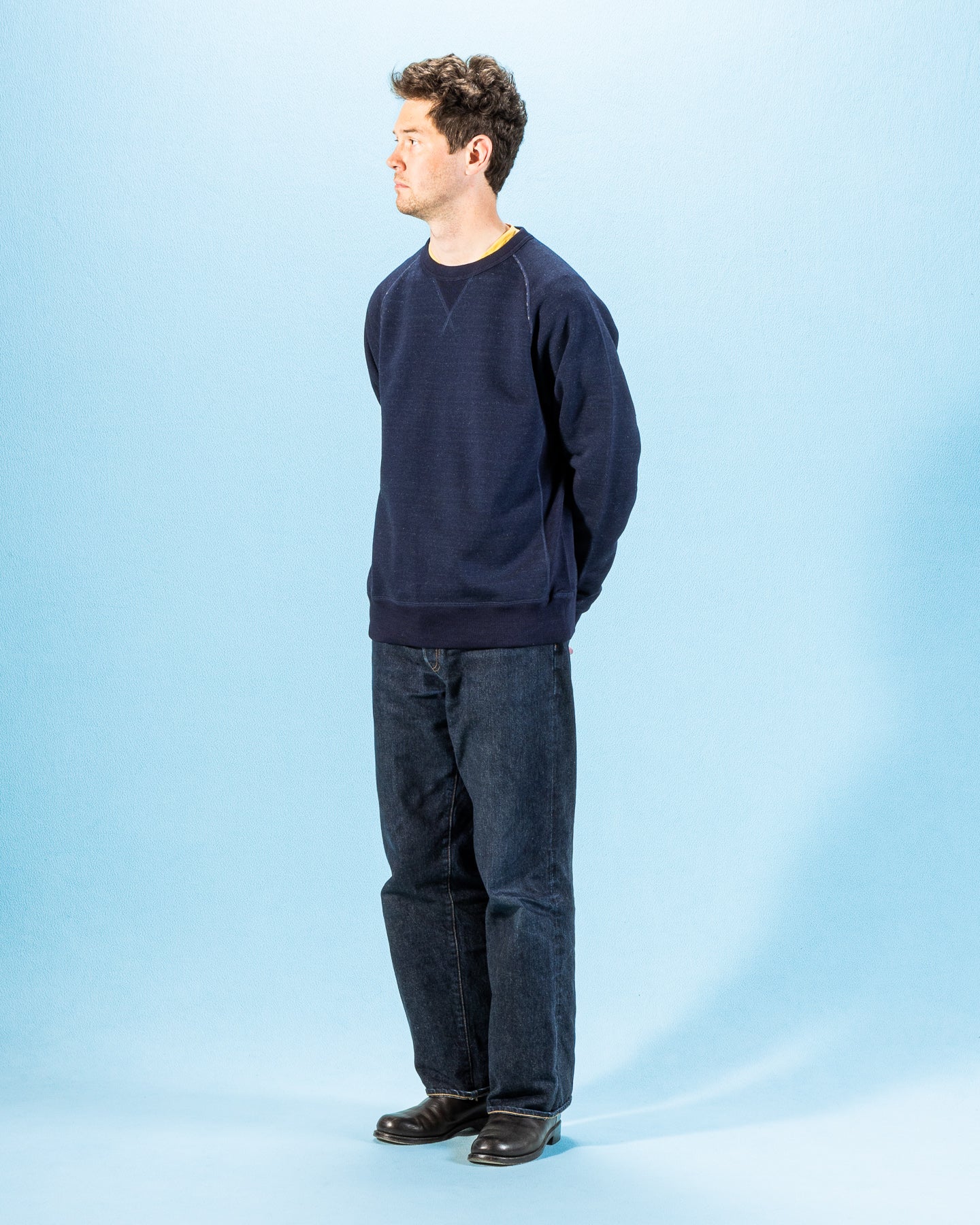 Wonder Looper Pullover Crewneck - Real Indigo Blanket Striped French Terry - Standard & Strange