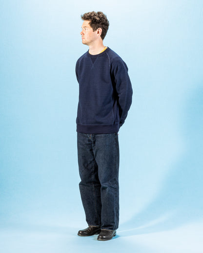 Wonder Looper Pullover Crewneck - Real Indigo Blanket Striped French Terry - Standard & Strange