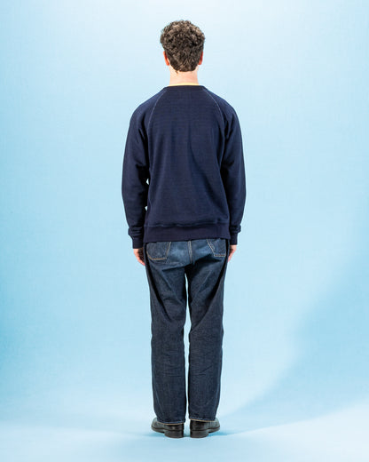 Wonder Looper Pullover Crewneck - Real Indigo Blanket Striped French Terry - Standard & Strange