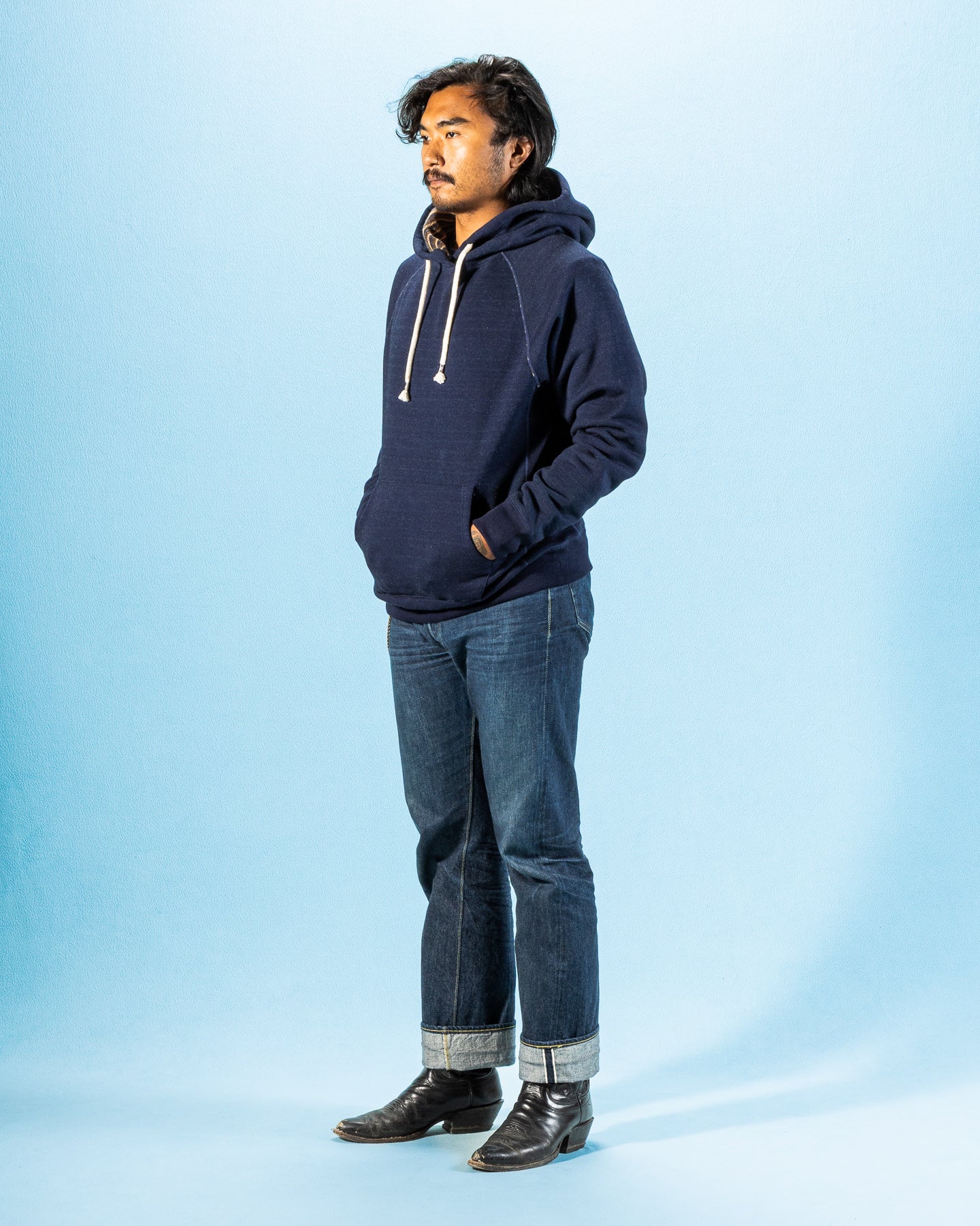 Wonder Looper Pullover Hoodie - Real Indigo Blanket Striped French Terry - Standard & Strange