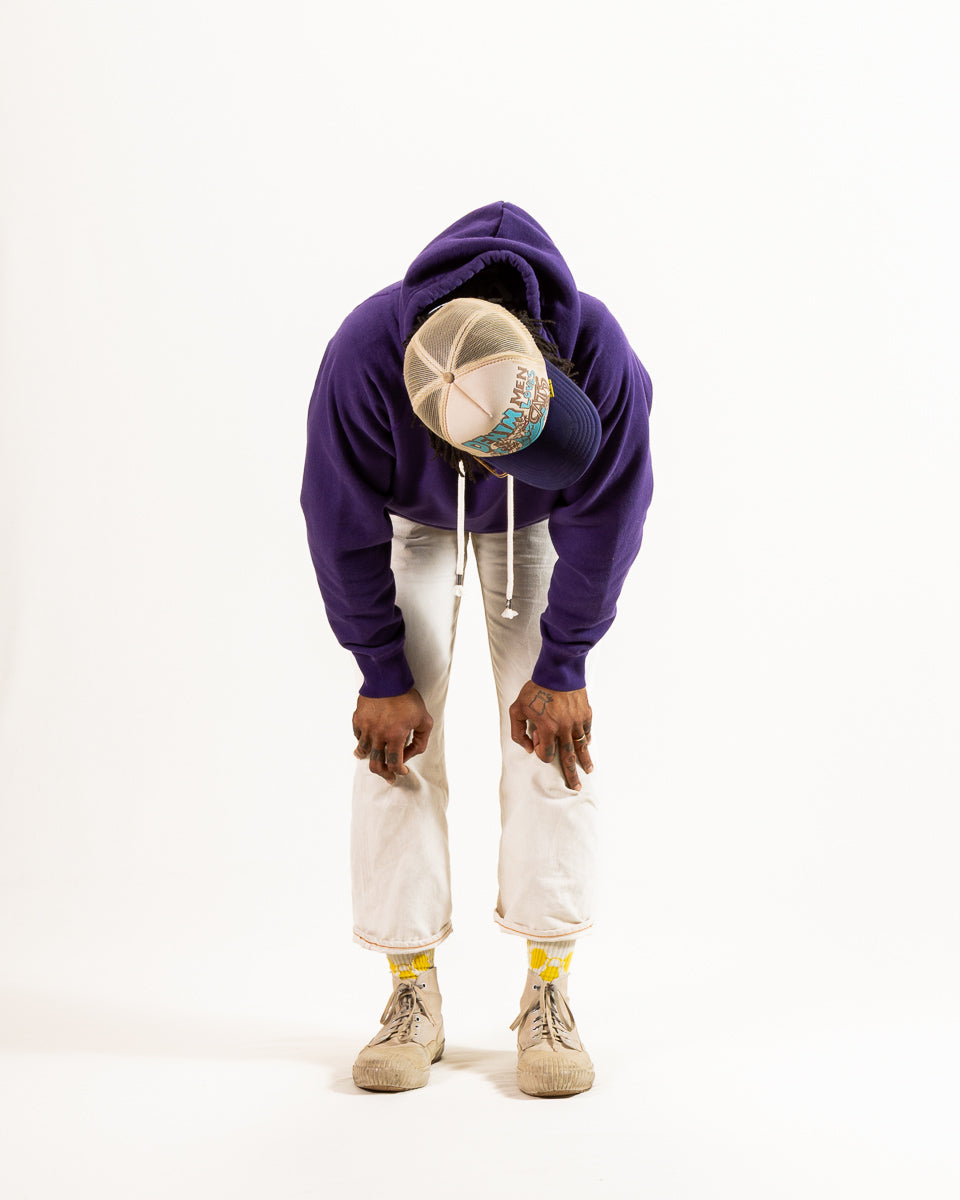 Super Looper French Terry Pullover Hoodie - Purple