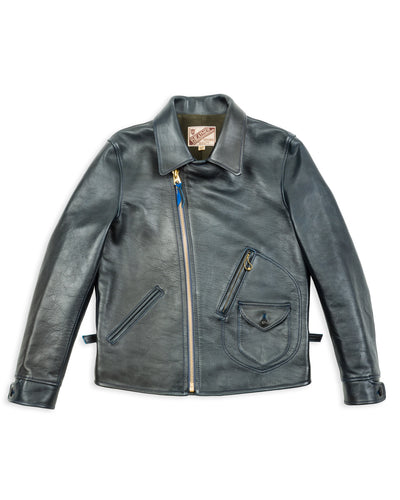 Y'2 Leather Hand Dyed Horsehide Double Rider Jacket (HR-56) - Navy - Standard & Strange