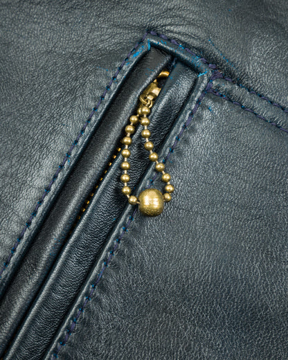 Y'2 Leather Hand Dyed Horsehide Double Rider Jacket (HR-56) - Navy - Standard & Strange