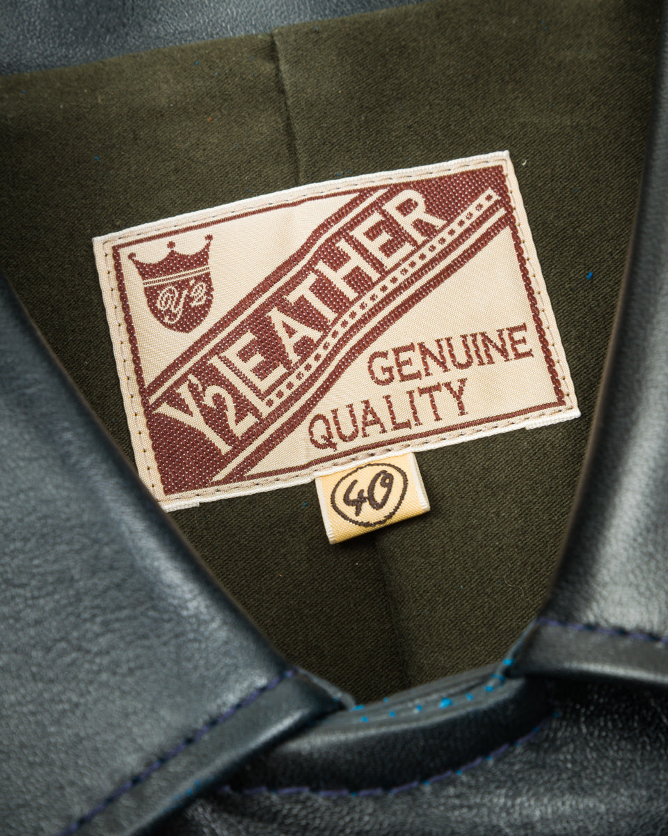 Y'2 Leather Hand Dyed Horsehide Double Rider Jacket (HR-56) - Navy - Standard & Strange