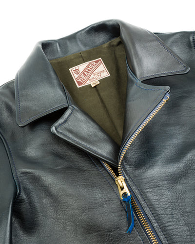 Y'2 Leather Hand Dyed Horsehide Double Rider Jacket (HR-56) - Navy - Standard & Strange