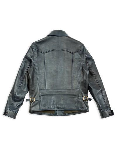 Y'2 Leather Hand Dyed Horsehide Double Rider Jacket (HR-56) - Navy - Standard & Strange