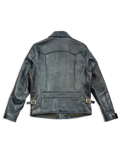 Y'2 Leather Hand Dyed Horsehide Double Rider Jacket (HR-56) - Navy - Standard & Strange