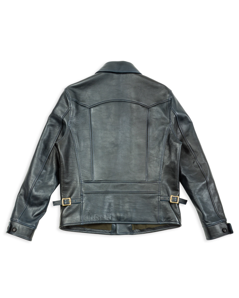Y'2 Leather Hand Dyed Horsehide Double Rider Jacket (HR-56) - Navy - Standard & Strange