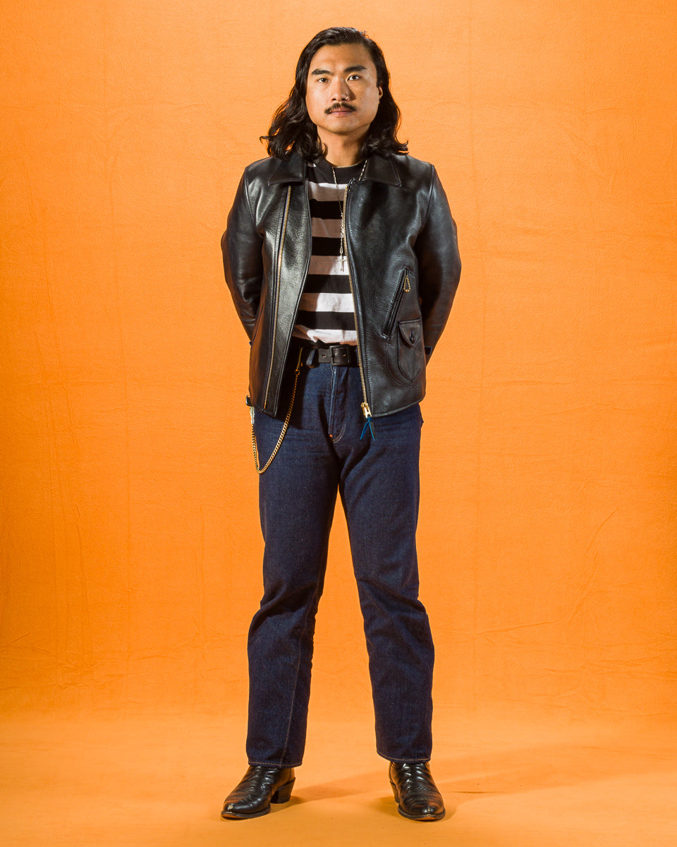 アクオド バイ チャヌ】 Jean Riders Jacket What would you wear a