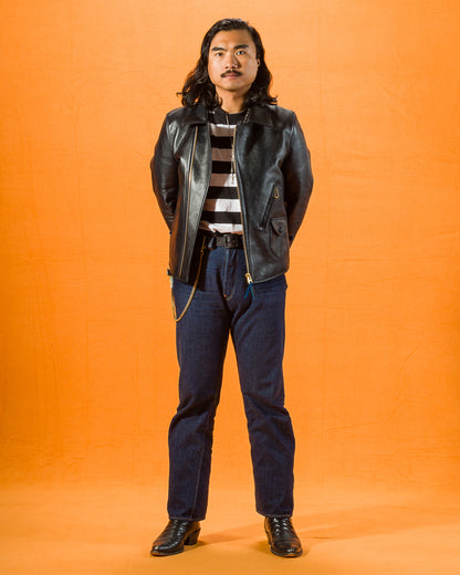 Y'2 Leather Hand Dyed Horsehide Double Rider Jacket (HR-56) - Navy - Standard & Strange