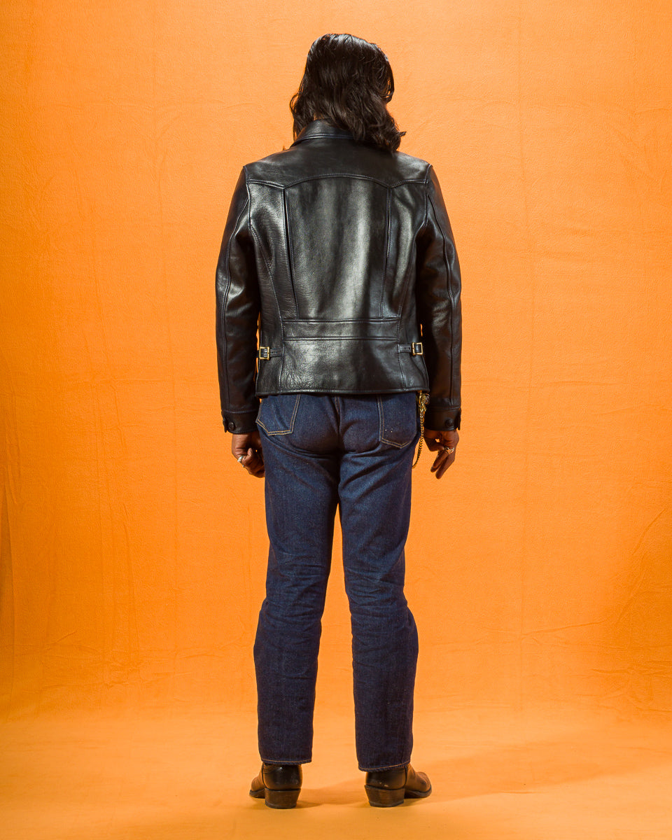 Y'2 Leather Hand Dyed Horsehide Double Rider Jacket (HR-56) - Navy - Standard & Strange